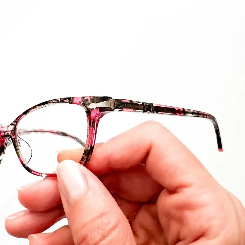 READ Persol Womens Eyeglasses Pink Pattern FRAMES ONLY Splayed Flared 52-16-140